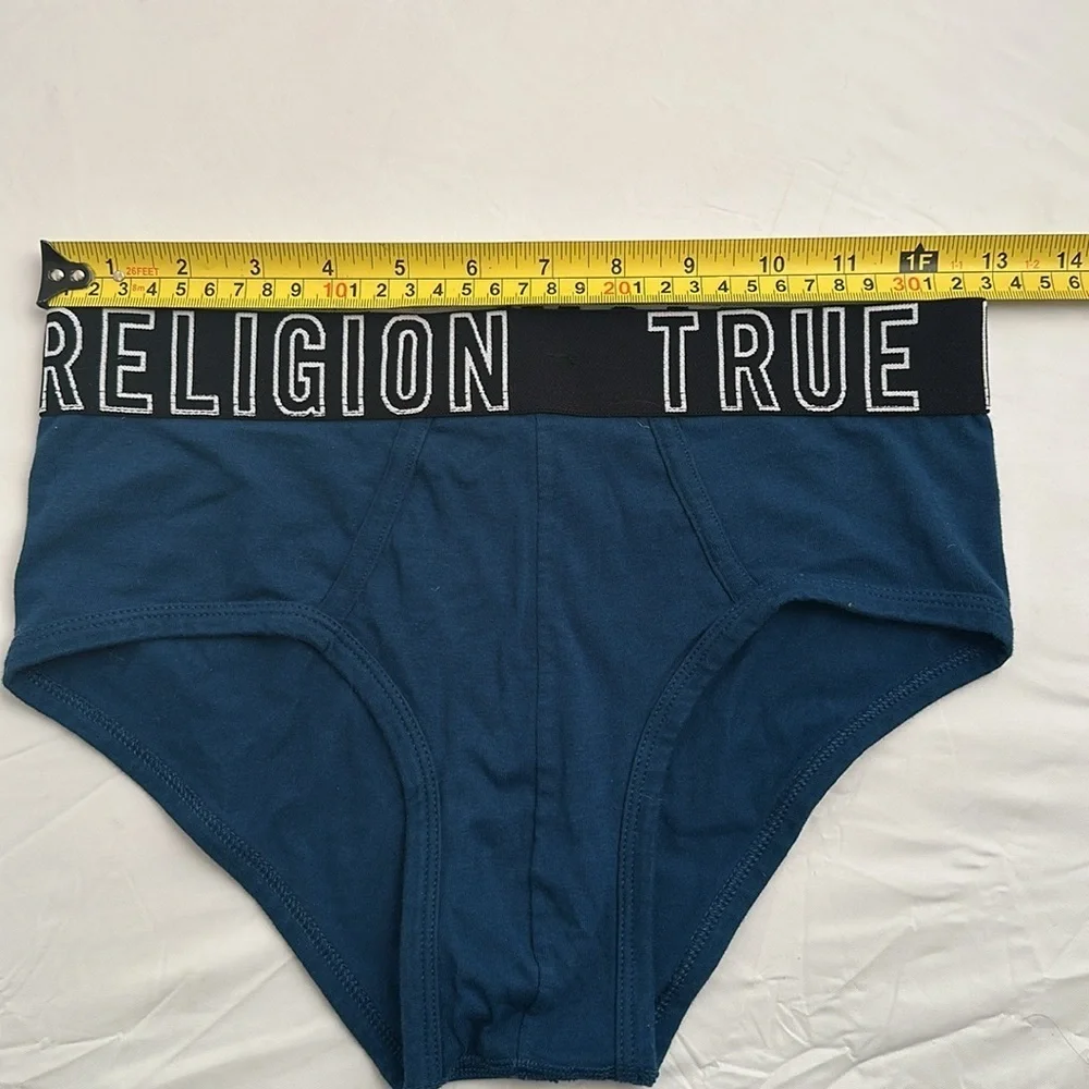 True Religion teal and black logo briefs